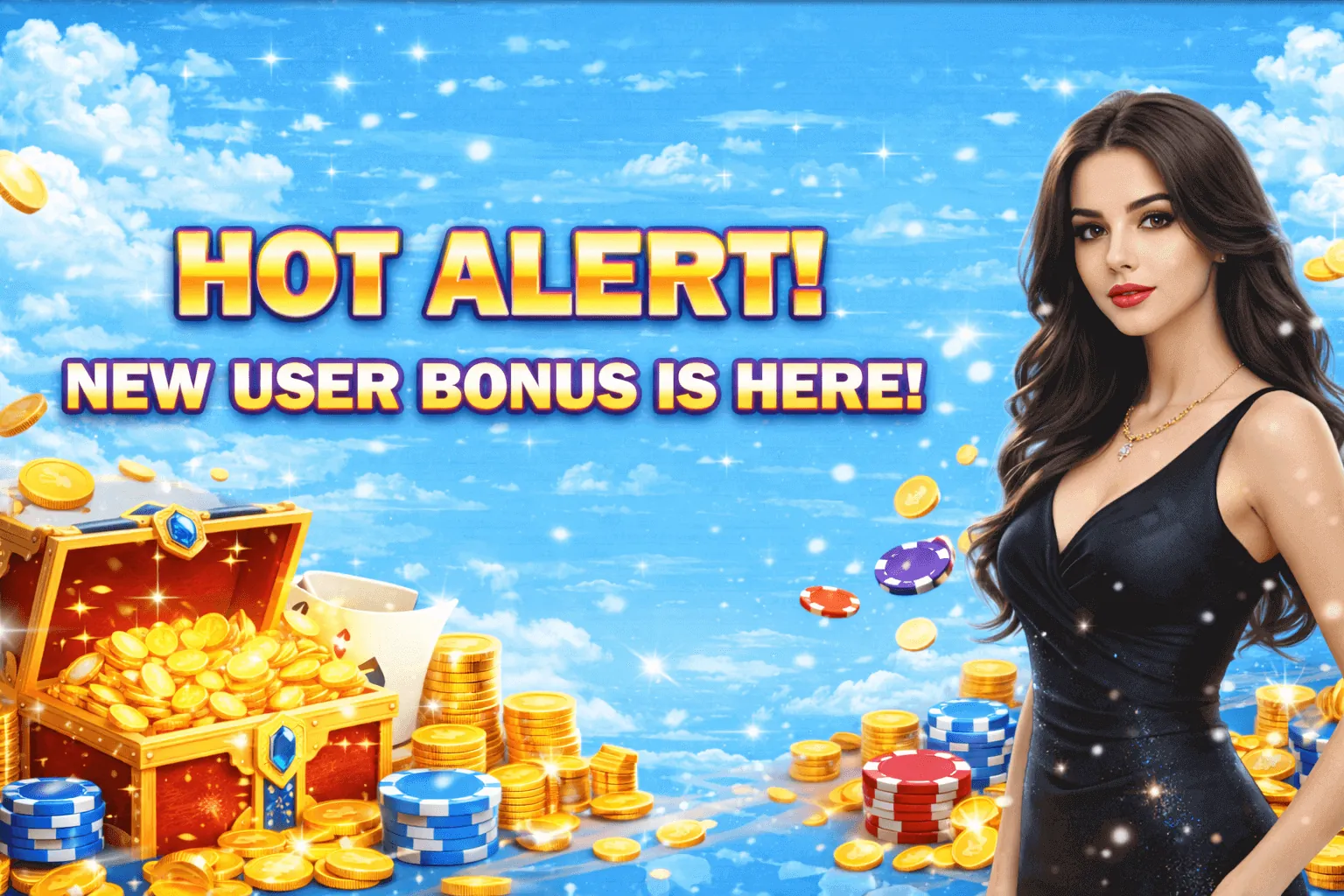 pub777 online casino hero image with golden chips and glittering lights